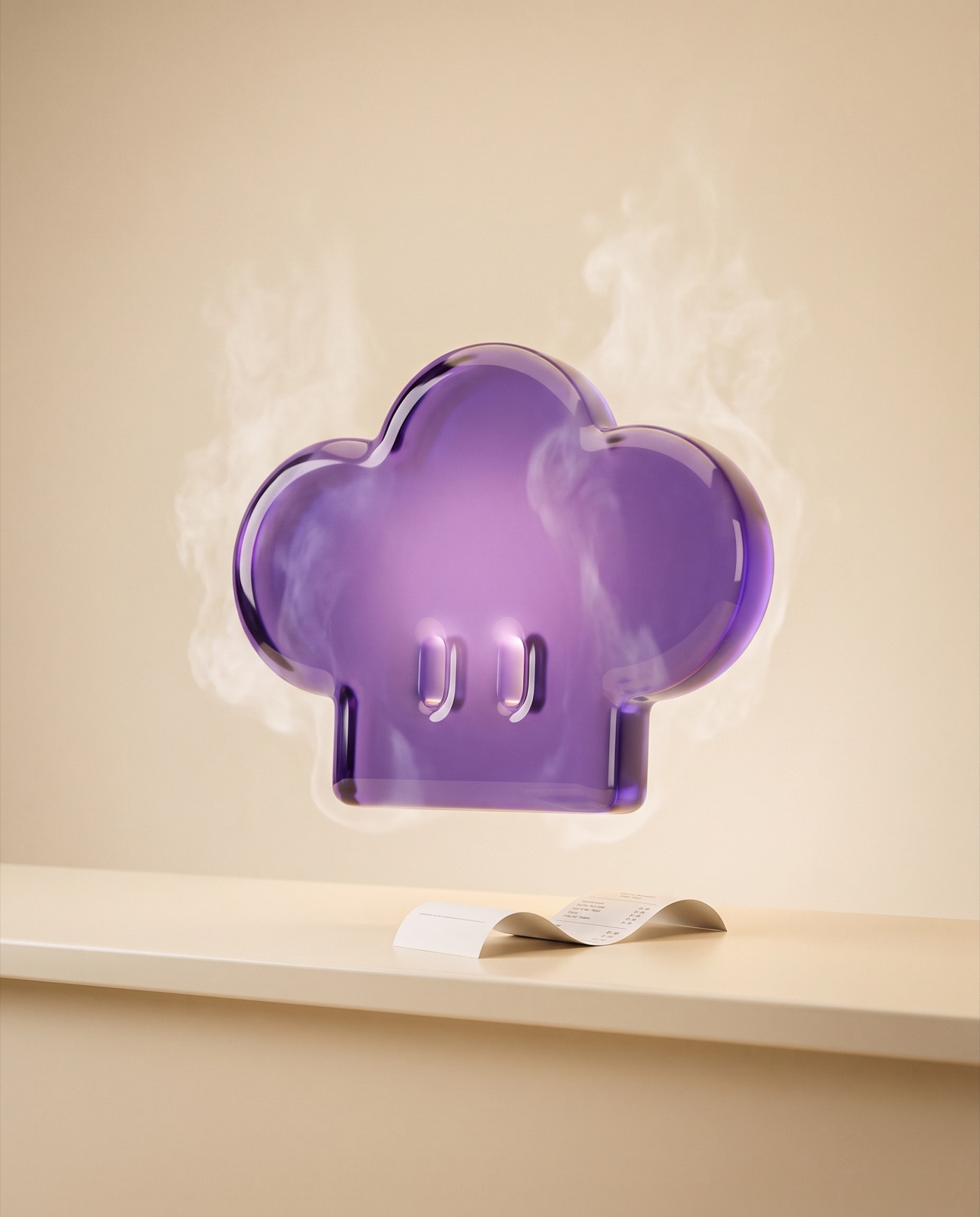 Glossy purple glass chef hat